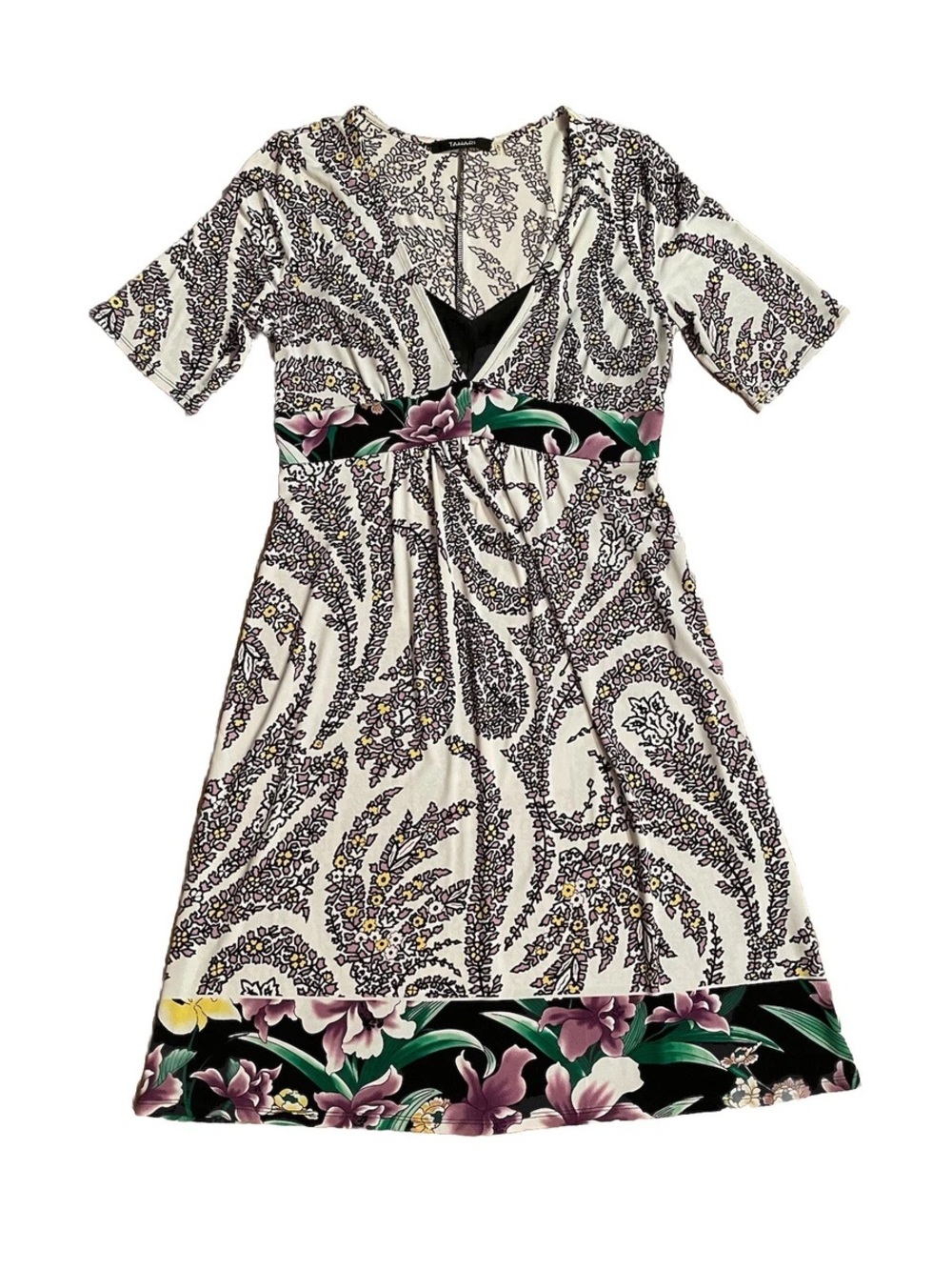 Tahari dress  Purple Paisley Floral V-Neck Dress